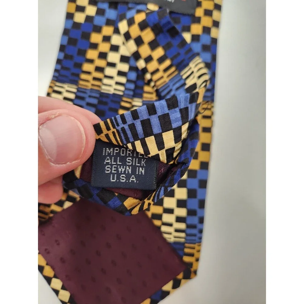 Brandini Le Collezioni Neck Tie Multicolor Geometric 100%‎ Silk Made In USA